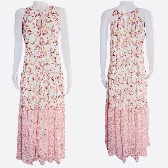 DREW Dresses & Skirts - Anthropologie DREW Naomi Mixed Floral‎ Print Maxi Dress size M Pink Flowy Boho